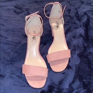Blush Pink Open Toe Block Heels
